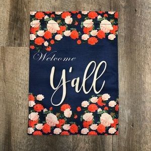 NWT GARDEN FLAG WELCOME Y’ALL NAVY FLORAL PRETTY